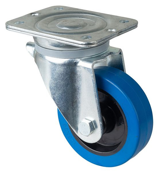 BS Rolls Zwaarlastwiel, wielbreedte 45 mm, wiel-Ø 125 mm, draagvermogen 140 kg, blauwe elastische banden, kunststof wiellichaam, rollager, N100.B61.125
