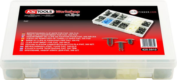 KS Tools bevestigingsclipset voor Fiat, 308-delig, 420.0910