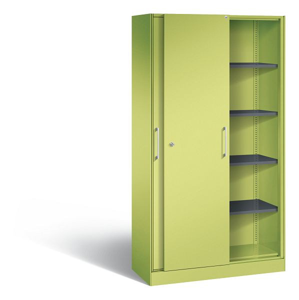 C+P schuifdeurkast Asisto, H1980xB1000xD435mm, kleur: Virid groen / Virid groen, beugelgreep, 5 niveaus, 142002-000 S10161