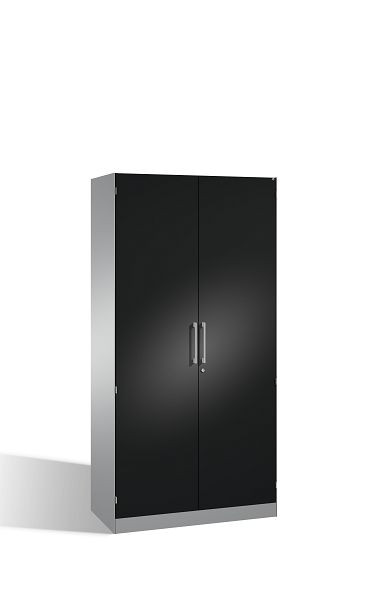 C+P vleugeldeurkast Asisto, H1980xB1000xD435mm, kleur: wit aluminium / zwartgrijs, beugelgreep, 5 niveaus, 141002-000 S10258