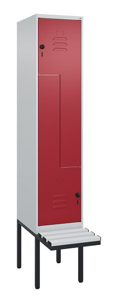 C+P Z-Spind Classic PLUS, Bank, 2 Abteile, 2120x400x815mm, 7035/3003, Drehriegel, 0800437-122 S10031