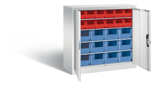 C+P tijdschriftenkast serie 13, H1000xB1000xD420mm, kleur: lichtgrijs, verzonken handgreep, 133944-23 S10015