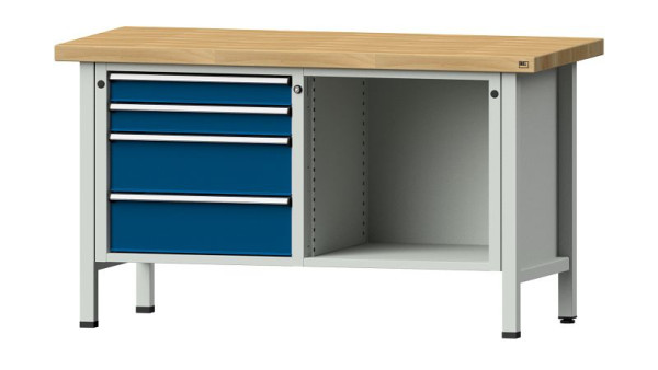 ANKE werkbanken kistwerkbank, model 134 V, 1500 x 700 x 850 mm, RAL 7035/5010, BMP 50 mm, 305.034