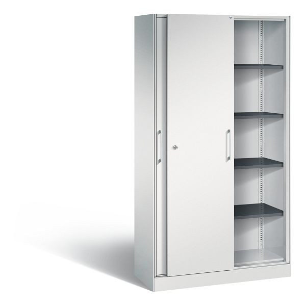 C+P schuifdeurkast Asisto, H1980xB1000xD435mm, kleur: lichtgrijs, beugelgreep, 5 FH, 142002-000 S10030