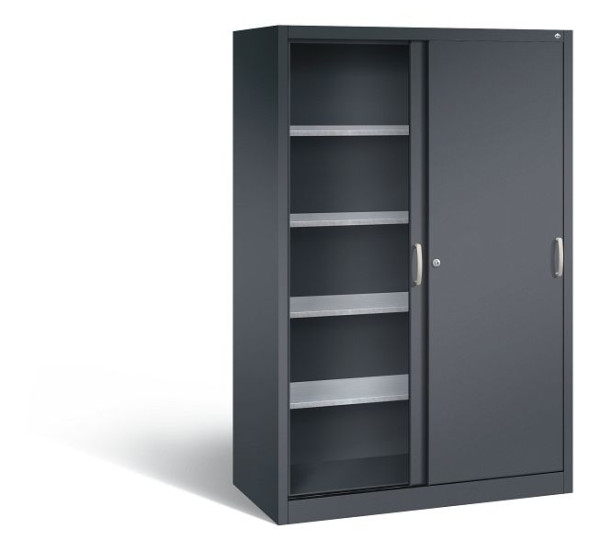 C+P schuifdeurkast Acurado, H1950xB1200xD600mm, kleur: zwart-grijs, beugelgreep, 2069-00 S10101