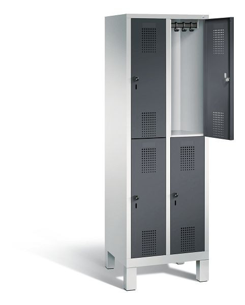 C+P locker dubbeldekker Evolo, H1850xB610xD500mm, kleur: lichtgrijs/zwartgrijs, 48310-20 S10132