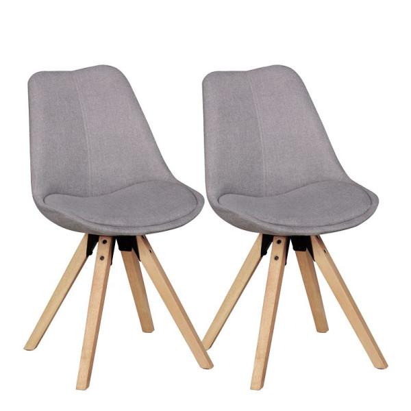 Wohnling set van 2 retro eetkamerstoelen Lima lichtgrijs WL5.029