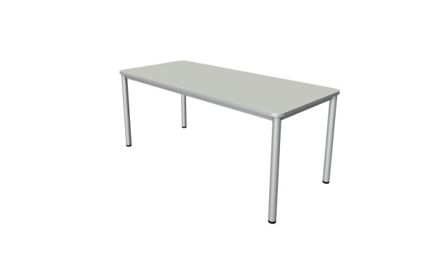 Kerkmann Desk Prime - B 1800 x D 800 x H 750 mm, 4-poots frame in aluminium zilver, lichtgrijs, 11040711