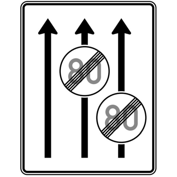 Stone HGS rijstrokenbord zonder tegenliggers, RA1/Alform, zonder afstandsinformatie, 1600x1250mm, 3 strepen in de rijrichting, 2 strepen aan het einde van de maximumsnelheid, 537-31-112