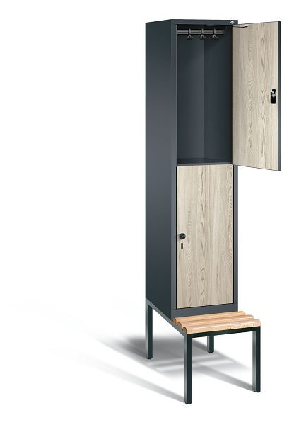 C+P locker 2-laags Evolo, H2090xB420xD815mm, kleur: antracietgrijs / decor Sen ash, 48350-12 S10077