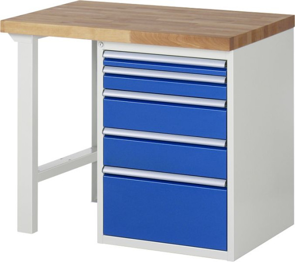 RAU werkbank serie 7000 - modulair ontwerp, 5 x laden, 1000x840x700 mm, 03-7511A1-107B4S.11
