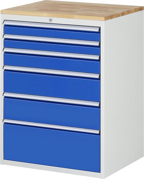 RAU ladekast serie 7000, B770 x D650 x H1035mm, massief beukenhouten blad, laden: 2xH90, 1xH120, 2xH180, 1xH270 mm, 13-XL7.7A-B.11
