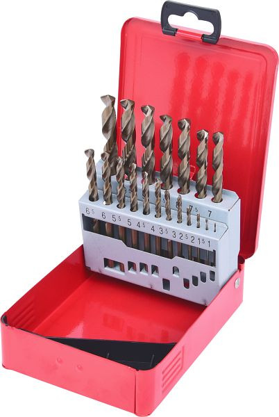 KS Tools HSS-G Co 5 spiraalborenset, plaatstalen cassette 19-delig 1-10mm, 330.3610