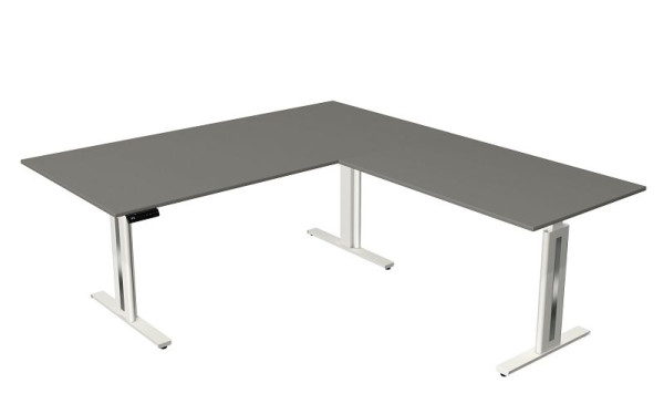 Kerkmann zit/sta tafel Move 3 fresh, B 2000 x D 1000 mm, met opzetelement 1200 x 800 mm, elektrisch in hoogte verstelbaar van 720-1200 mm, wit, 10187012