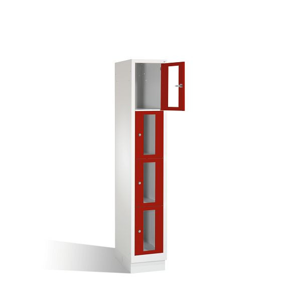 C+P lockerkast Classic, H1800xB320xD500mm, kleur: lichtgrijs/robijnrood, 8020A104 S10001