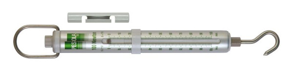 PESOLA spannings-/krachtmeter / veerbalans 100N, verdeling 1N, macrolijn, groen, met haak, 80098