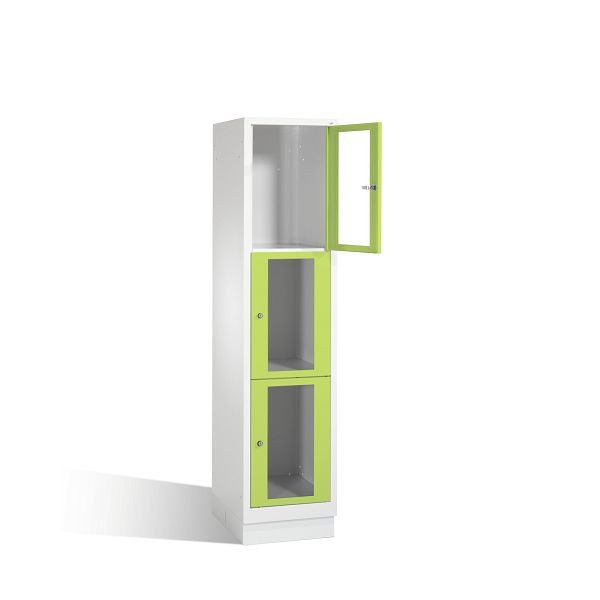 C+P lockerkast Classic, H1800xB420xD500mm, kleur: lichtgrijs / virid groen, 8020A123 S10007