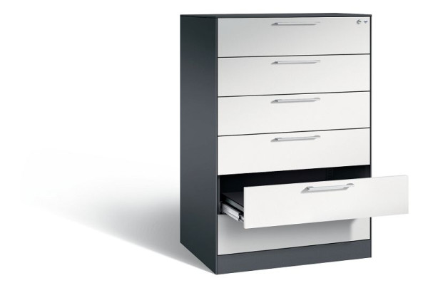 C+P archiefkast Asisto, H1310xB800xD600mm, kleur: zwartgrijs/lichtgrijs, beugelgreep, 146223-623 S10076