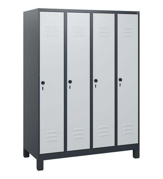 C+P Umkleidespind Classic PLUS, Füße, 4 Abteile, 1630x1200x500mm, 7016/7035, Drehriegel, 0800105-40 S10013
