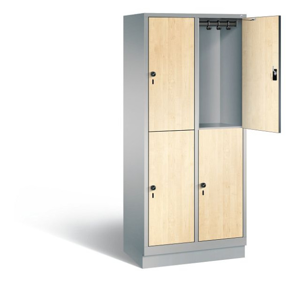 C+P locker, dubbellaags Evolo, H1800xW810xD500mm, kleur: wit aluminium / Donau esdoorn decor, 48320-22 S10458