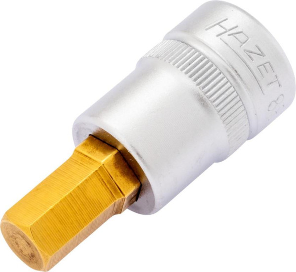 Hazet schroevendraaierdop, hol vierkant 10 mm, binnenzeskant profiel, 9 mm, extra kort met karteling, 8801K-9