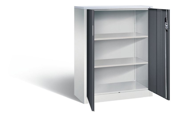 C+P kantoorkast Acurado, H1200xB930xD400mm, kleur: lichtgrijs/zwartgrijs, verzonken handgreep, 3 niveaus, 9267-1200 S10306