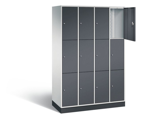 C+P lockerkast Intro, H1950xW1220xD490mm, kleur: lichtgrijs / zwartgrijs, 8370-401 S10047