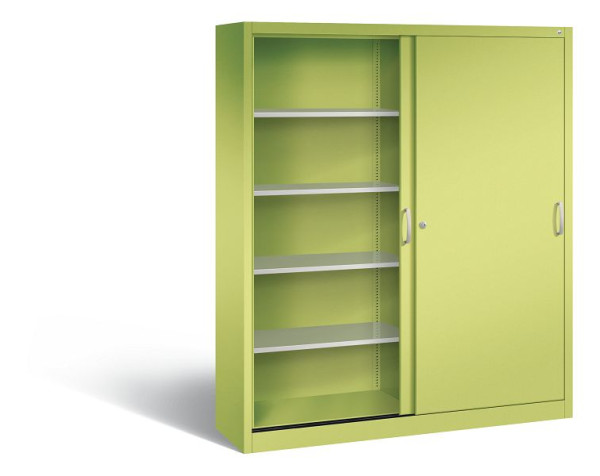C+P schuifdeurkast Acurado, H1950xB1600xD400mm, kleur: Viridino groen / Viridino groen, beugelgreep, 5 niveaus, 2140-00 S10217