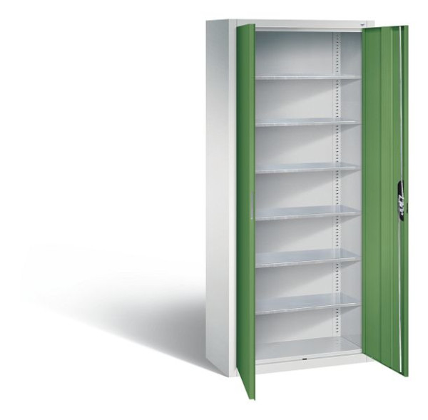 C+P tijdschriftenkast serie 13, H1690xB700xD300mm, kleur: lichtgrijs / reseda groen, verzonken handgreep, 133413-20 S10069