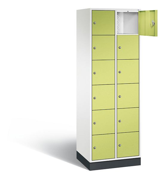 C+P lockerkast Intro, H1950xB620xD490mm, kleur: verkeerswit / virid green, 8670-201 S10133
