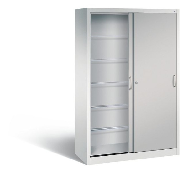 C+P schuifdeurkast Acurado, H1950xB1200xD500mm, kleur: lichtgrijs/wit aluminium, beugelgreep, 2050-60 S10044