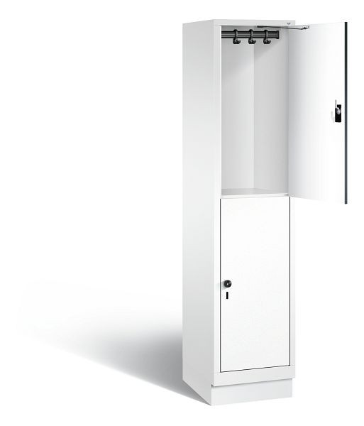 C+P locker dubbeldekker Evolo, H1800xB420xD500mm, kleur: verkeerswit / decor wit, 48320-12 S10107