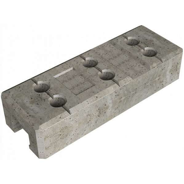 Schake betonvoet voor bouwhek - 35,5 kg, voorzien van 6 gaten voor insteek Ø 47 mm, met draaggrepen, B: 220 mm, L: 620 mm, H: 130 mm, 3F105