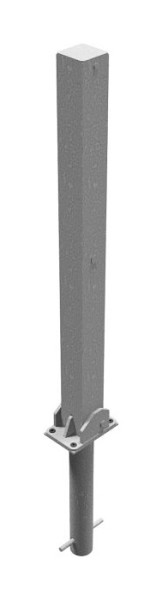 Schake afzetpaal, stalen buis, 70 x 70 mm, opklapbaar, voor hangslot, voor inzetting in beton met grondhuls, 470UVH