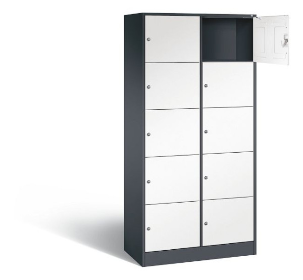 C+P lockerkast serie 8070, H1950xB900xD480mm, kleur: zwartgrijs / verkeerswit, 82700-20 S10384