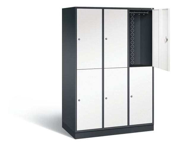 C+P locker dubbellaags XL Intro, H1950xB1220xD590mm, kleur: zwartgrijs / verkeerswit, 8270-303 S10066
