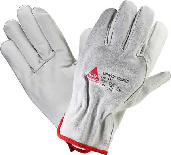 Hase Safety DRIVER-COMBI, 5-Fg.-Sicherheitshandschuhe aus Nappaleder, Größe: 9, VE: 12 Paar, 850530-9