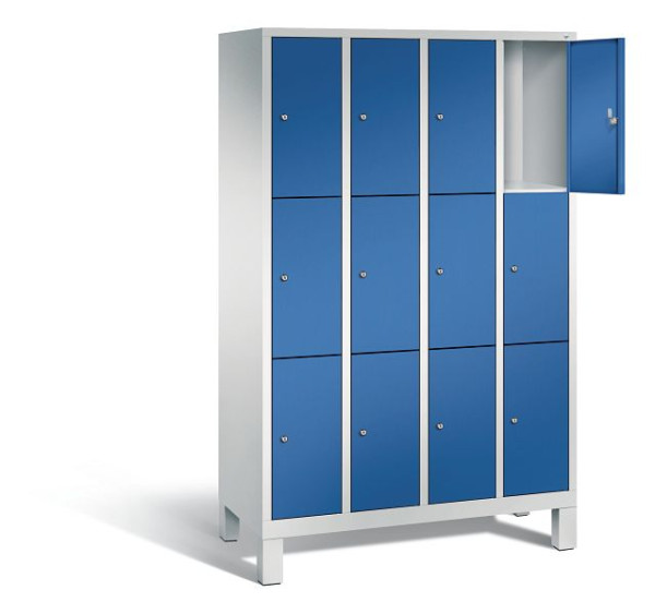 C+P lockerkast Evolo, H1850xB1190xD500mm, kleur: lichtgrijs / gentiaanblauw, 48010-403 S10043
