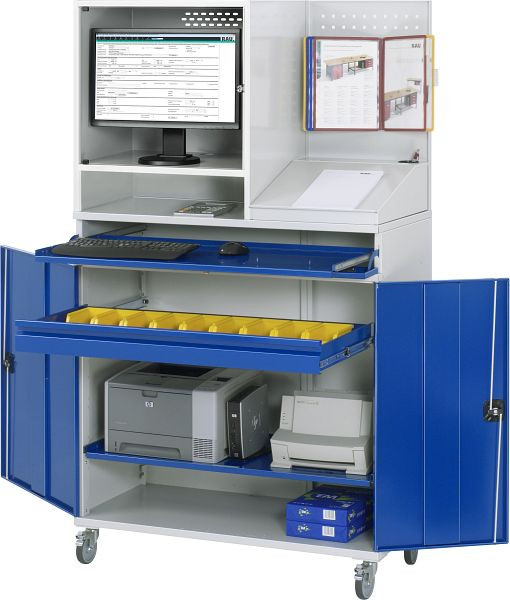 RAU computerkast - model 69, B1100 x D520 x H1895 mm, monitorbehuizing B650 x D520 x H710 mm, 07-1100-M69-MG5F.11