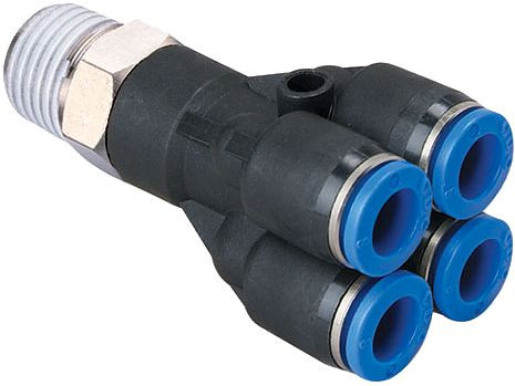 timmer B-YEK2-4-1/8-KU, conische Y-inschroefkoppeling met PTFE-gecoate schroefdraad, slang-Ø: 4 mm, schroefdraad: 1/8", VE: 10 stuks, 03180330