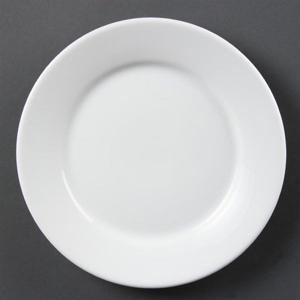 Olympia whiteware bord met brede rand 23cm, pak van 12, CB480