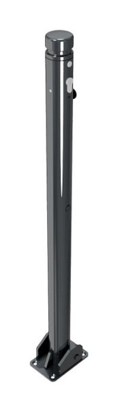 Schake-barrièrestijlpaal type 464UZB -opklapbaar-, met profielcilinder, voor pluggen, Ø 60mm, met sierkop, gecoat DB 703, 464UZB
