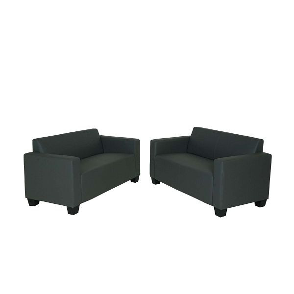 Mendler bankstel bankstel 2x 2-zitsbank Lyon imitatieleer, donkergrijs, 2x75177+2x75178