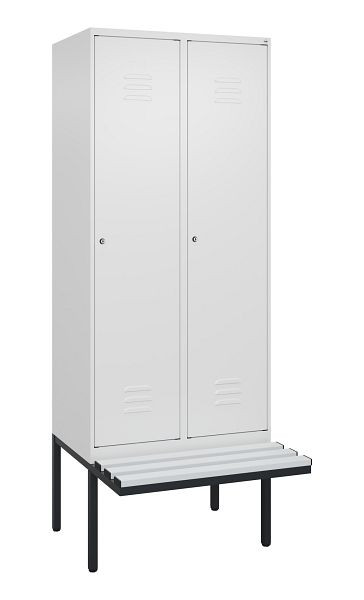 C+P Umkleidespind Classic PLUS, 2 Abteile, 2120x800x815mm, 9016/9016, Zylinderschlösser, je 2 Doppel-Haken, 0800407-22F S10029