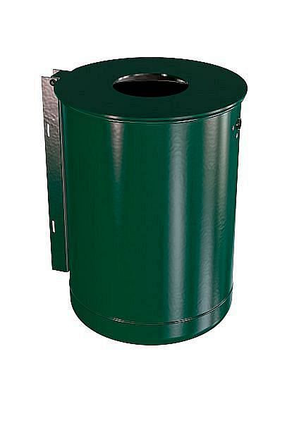 Renner ronde afvalcontainer ca. 50 L, ongeperforeerd, met stevige deksel, thermisch verzinkt en gepoedercoat, mosgroen, 7039-20PB 6005