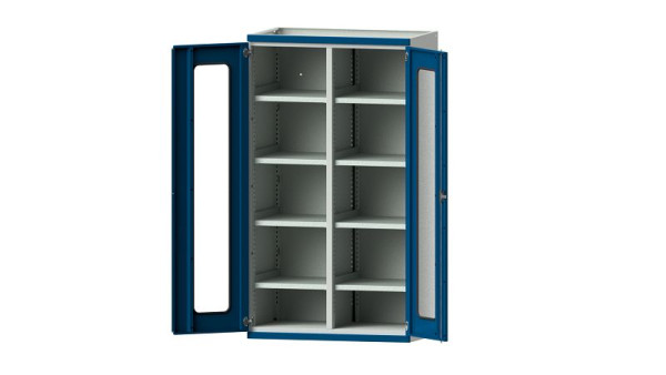 ANKE werkbanken, zware kast, model 201, 1085 x 630 x 1950 mm, zichtvlak van plexiglas, RAL 7035/5010, 620.071