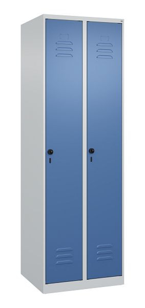 C+P luierkluis Classic PLUS met middenwand, 2 vakken, 1850x600x500mm, 7035/5023, veiligheidsdraaigrendel, 080000-20F S10019