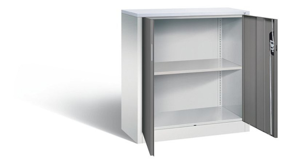 C+P kantoorkast Acurado, H1000xB930xD400mm, kleur: lichtgrijs / vulkaangrijs, verzonken handgreep, 2 niveaus, 9266-1200 S10302