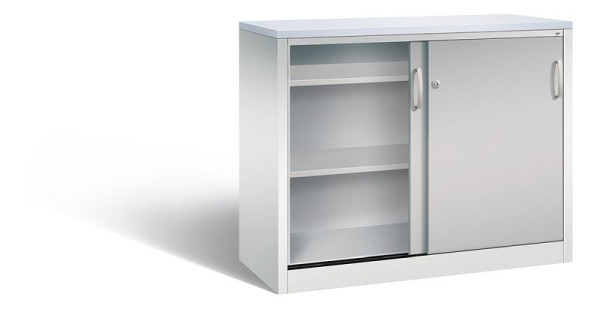 C+P dressoir met schuifdeuren Acurado, H1000xB1200xD500mm, kleur: lichtgrijs/wit aluminium, beugelgreep, 2056-00 S10111