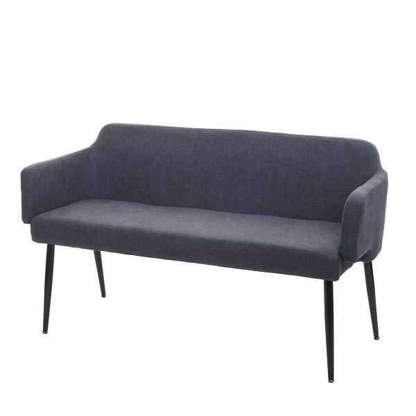 Mendler bank HWC-L13, eetkamerbank bank gestoffeerde bank garderobebank rugleuning armleuning stof/textiel 133cm, antraciet, 98084